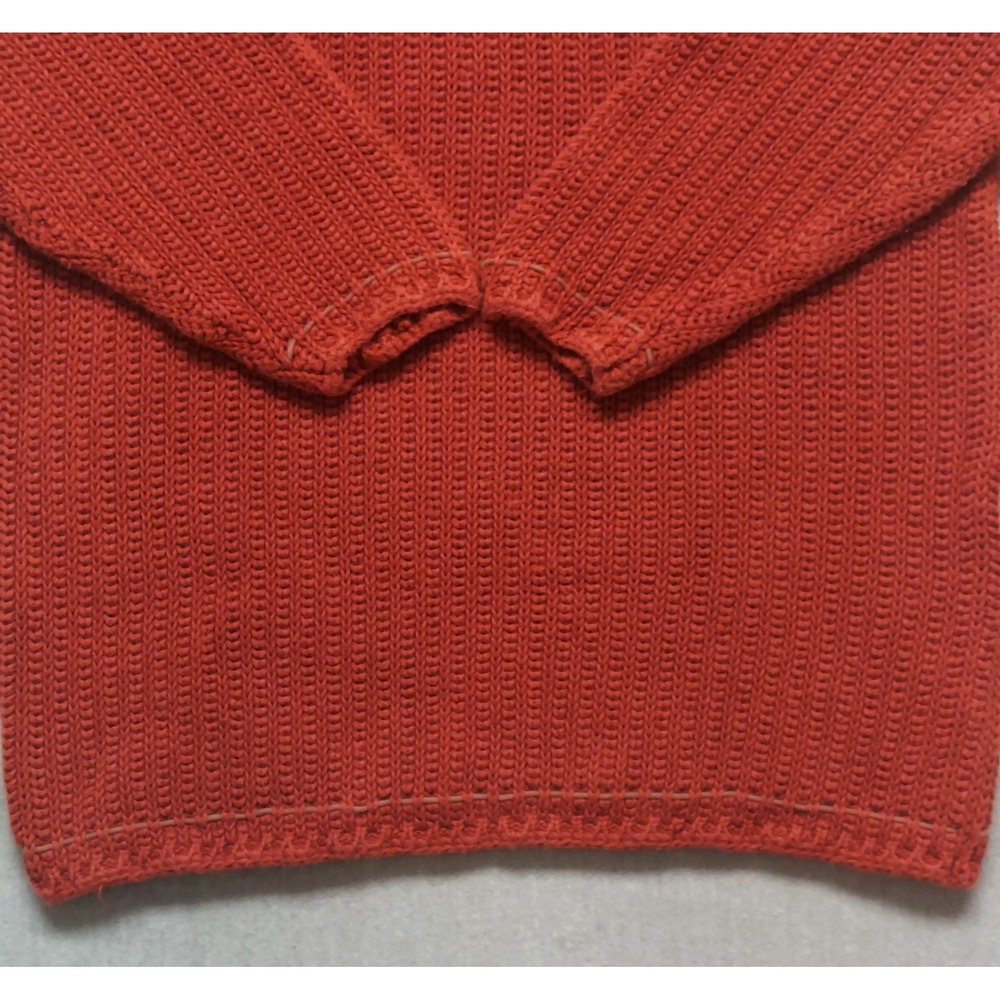 Womens Chunky Knit Mock Neck Sweater S Rust Colored Cozy Whipstitch Cottagecore - Picture 3 of 13